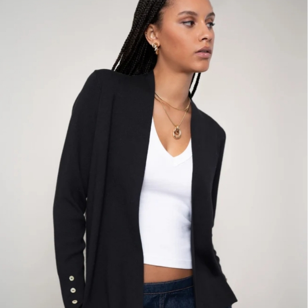 Cyrus Navy Open Front Knit Cardigan